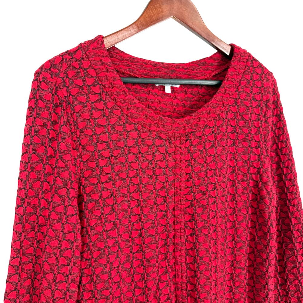Habitat Sz Medium Red Wearable Art to Wear Artsy Blouse Shirt Top Christmas - Picture 3 of 8